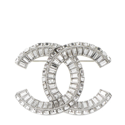 Chanel Baguette Crystal CC Brooch Silver 1 of 4