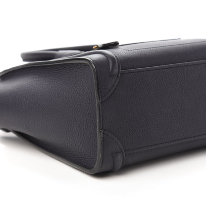 Celine Drummed Calfskin Nano Luggage Navy Blue 6 of 10