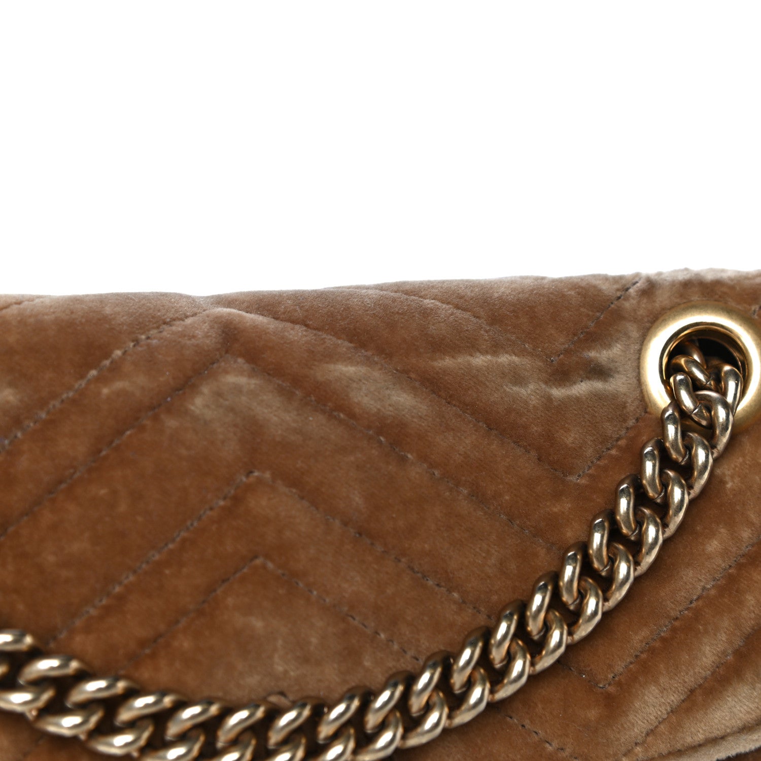 Gucci Velvet Matelasse Small GG Marmont Shoulder Bag Taupe 15 of 17