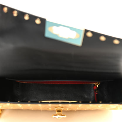 Valentino Garavani Metallic Patent Medium Rockstud Spike Shoulder Bag Gold 5 of 9