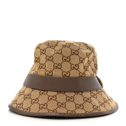 Gucci Monogram Textured Dollar Calfskin GG Jago Bucket Hat L Cacao Beige 4 of 10