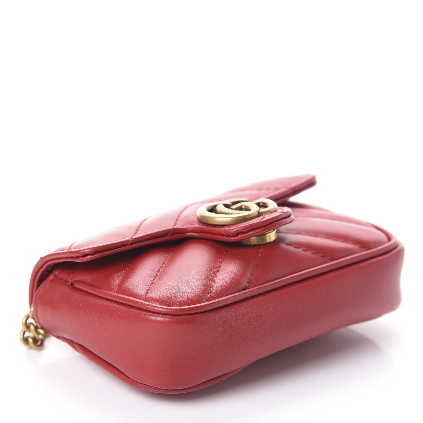 Calfskin Matelasse GG Marmont 2.0 Coin Purse On A Chain Hibiscus Red