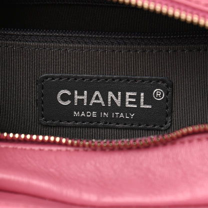 Chanel Aged Calfskin Chevron Quilted Small Gabrielle Hobo Dark Pink Navy 5 of 10