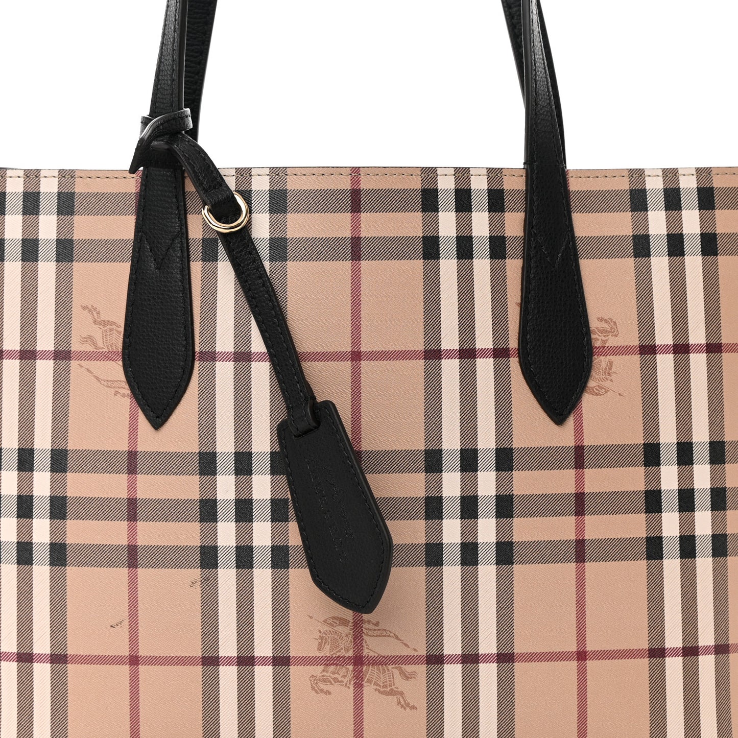 Grainy Calfskin Haymarket Check Medium Reversible Tote Black