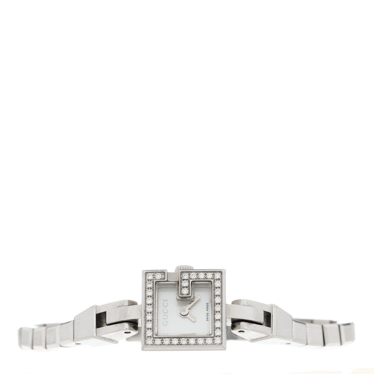 Gucci Stainless Steel Diamond Bezel Mother of Pearl 14mm 102 G-Mini Quartz Watch 2 of 4