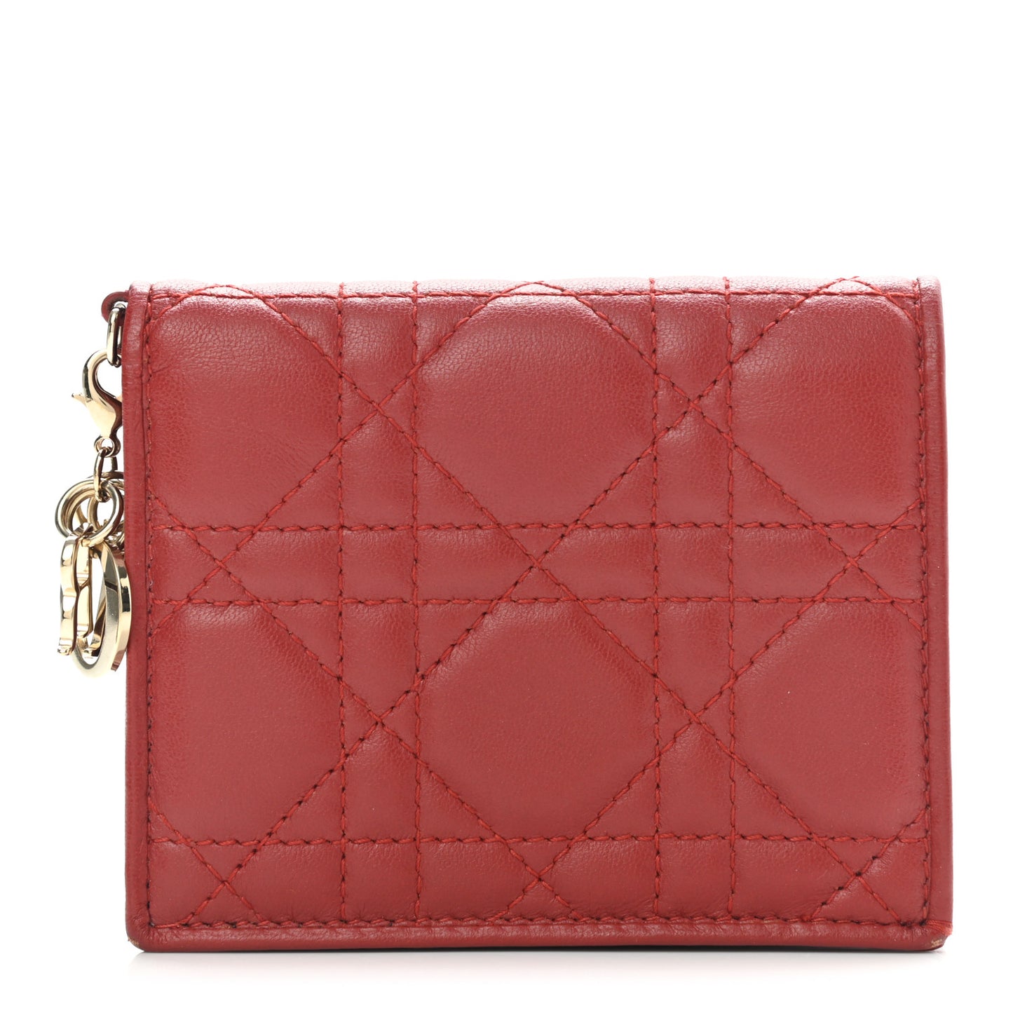Lambskin Cannage Mini Lady Dior Wallet Red