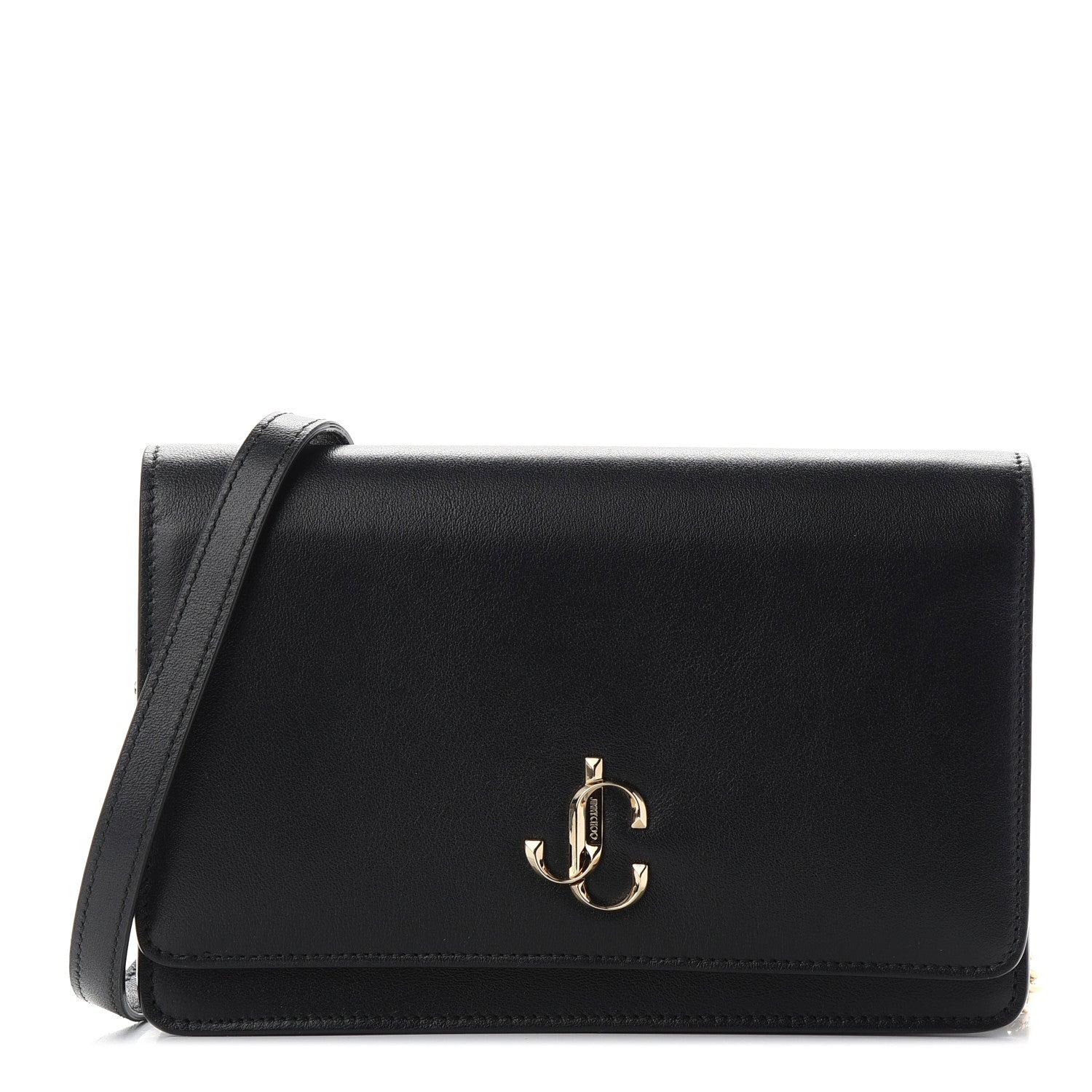Jimmy Choo Calfskin Palace Wallet On Chain Black 1 of 8