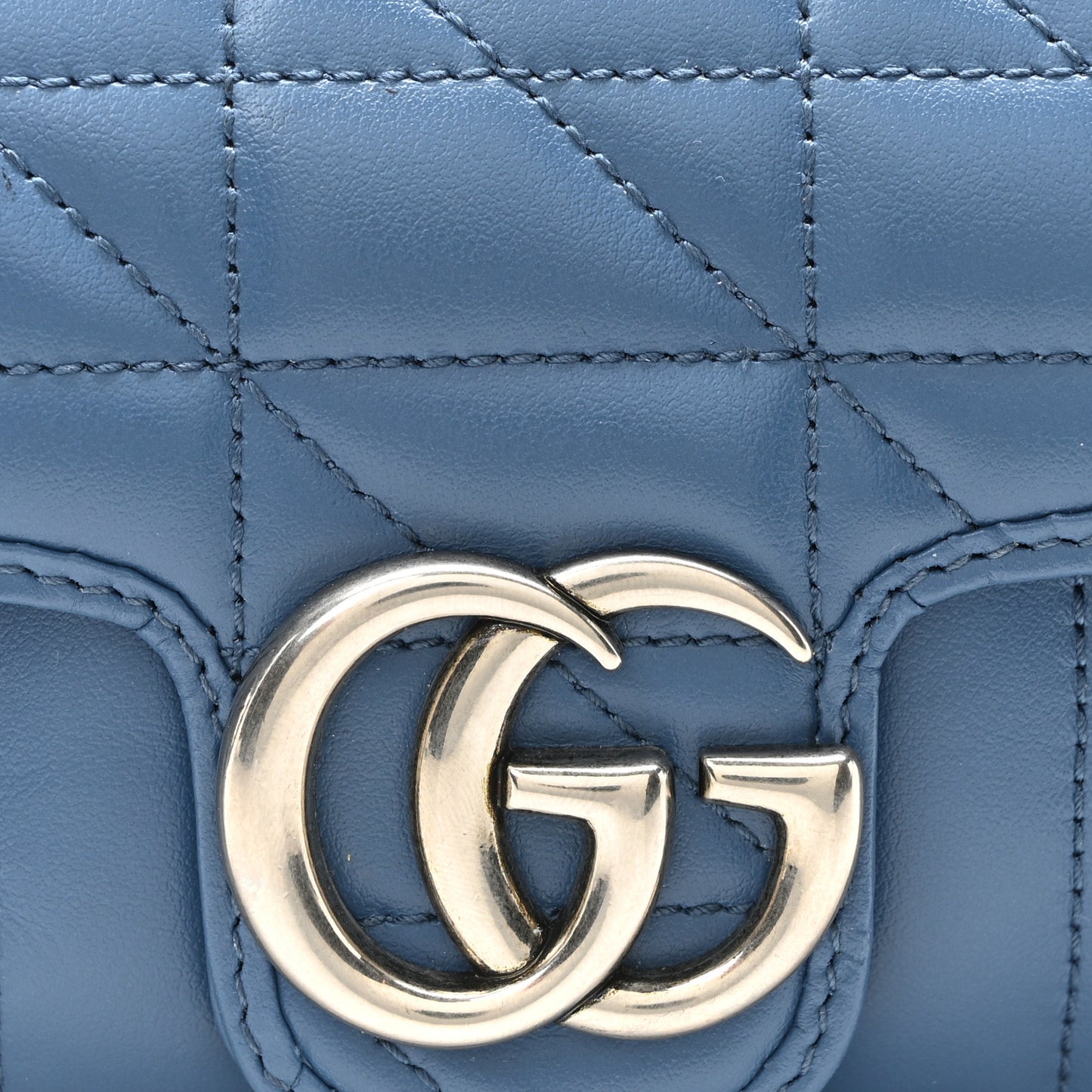 Calfskin Matelasse Aria Super Mini GG Marmont Shoulder Bag Clear Blue