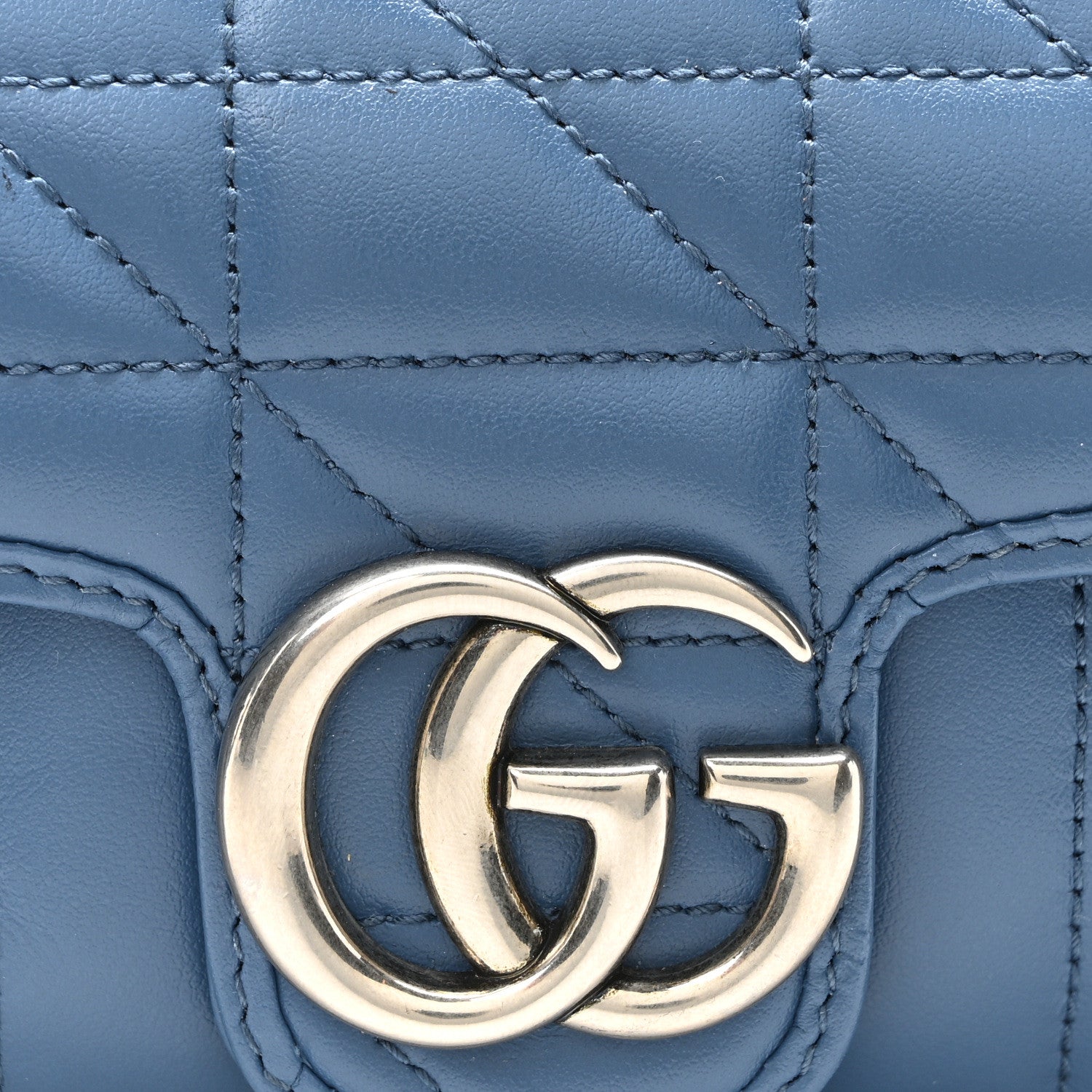 Gucci Calfskin Matelasse Aria Super Mini GG Marmont Shoulder Bag Clear Blue 8 of 11