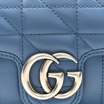 Gucci Calfskin Matelasse Aria Super Mini GG Marmont Shoulder Bag Clear Blue 8 of 11