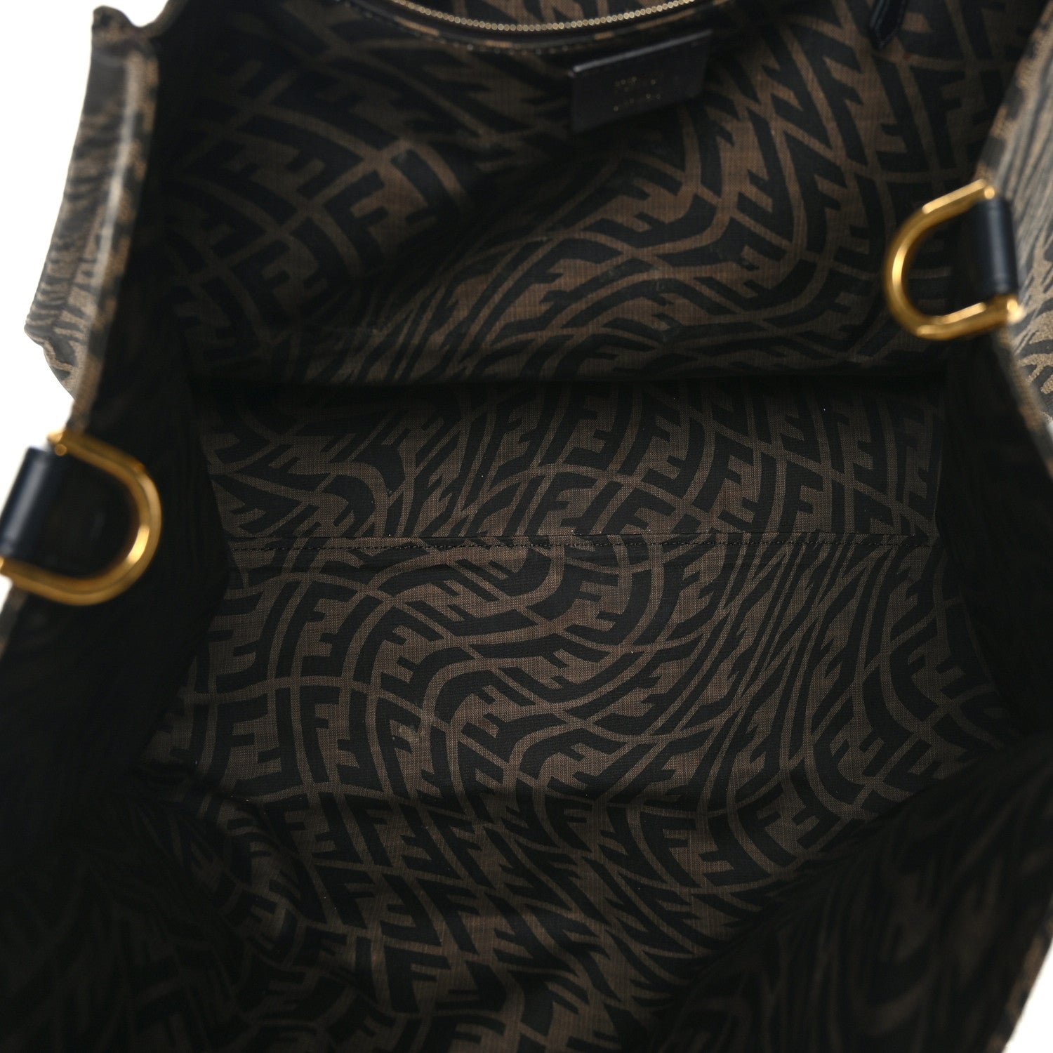 Fendi X SARAH COLEMAN Fabric Jacquard Vitello King FF Vertigo Shopping Tote Bag Tobacco Moro Black 5 of 10