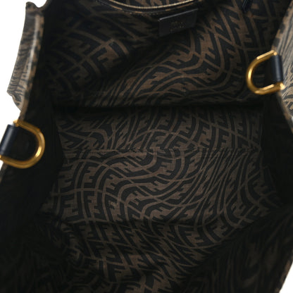 Fendi X SARAH COLEMAN Fabric Jacquard Vitello King FF Vertigo Shopping Tote Bag Tobacco Moro Black 5 of 10
