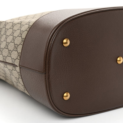Gucci GG Supreme Monogram Textured Dollar Calfskin Web Savoy Duffle Bag Beige Ebony 8 of 9