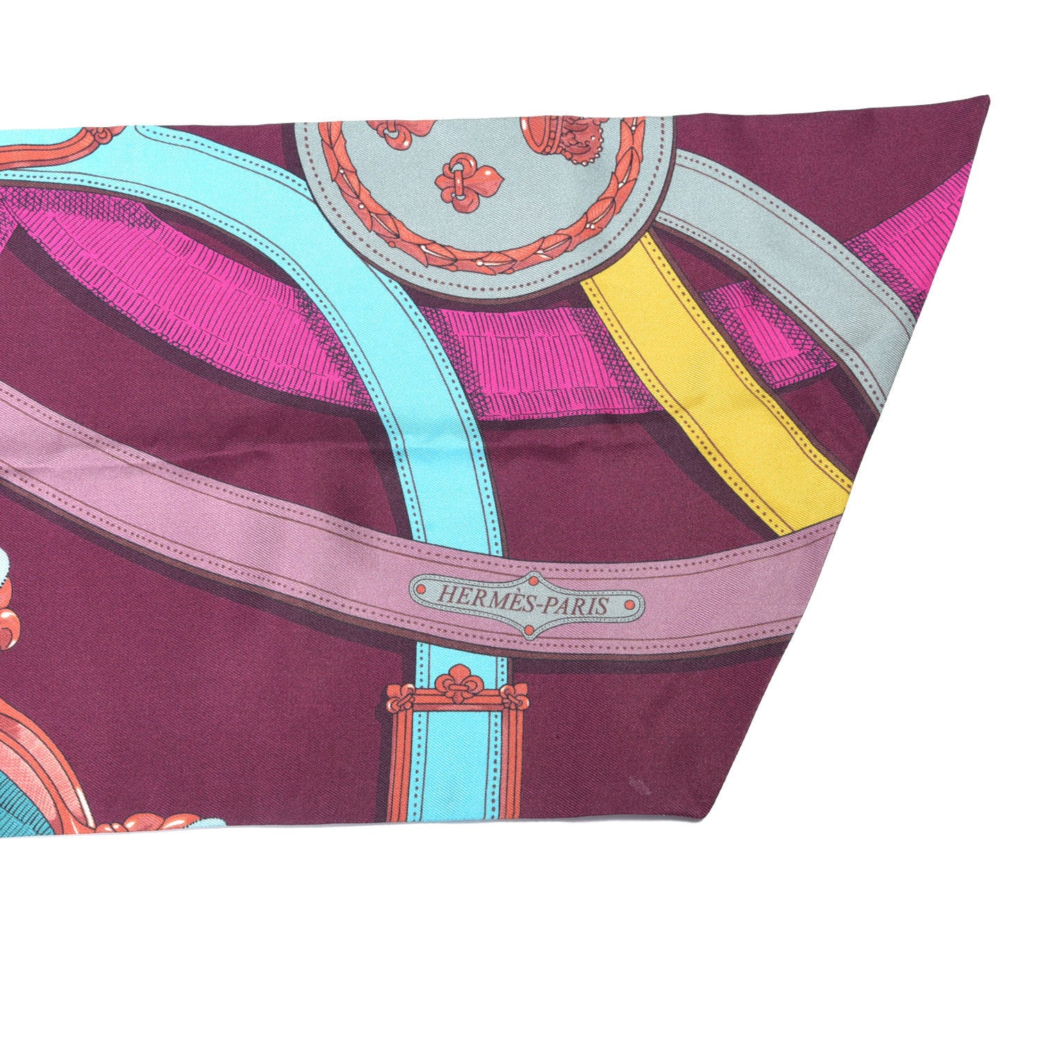 Hermes Silk Cavalcadour Maxi Twilly Bordeaux Canard Fuchsia 4 of 6