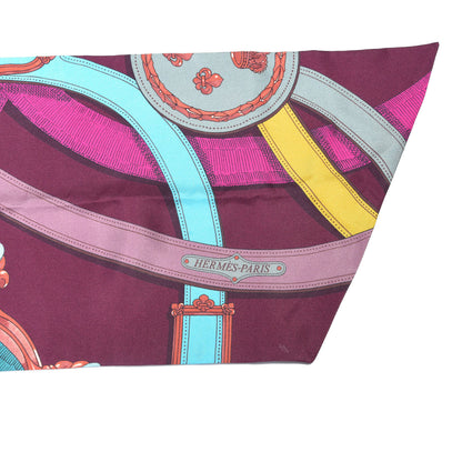 Hermes Silk Cavalcadour Maxi Twilly Bordeaux Canard Fuchsia 4 of 6