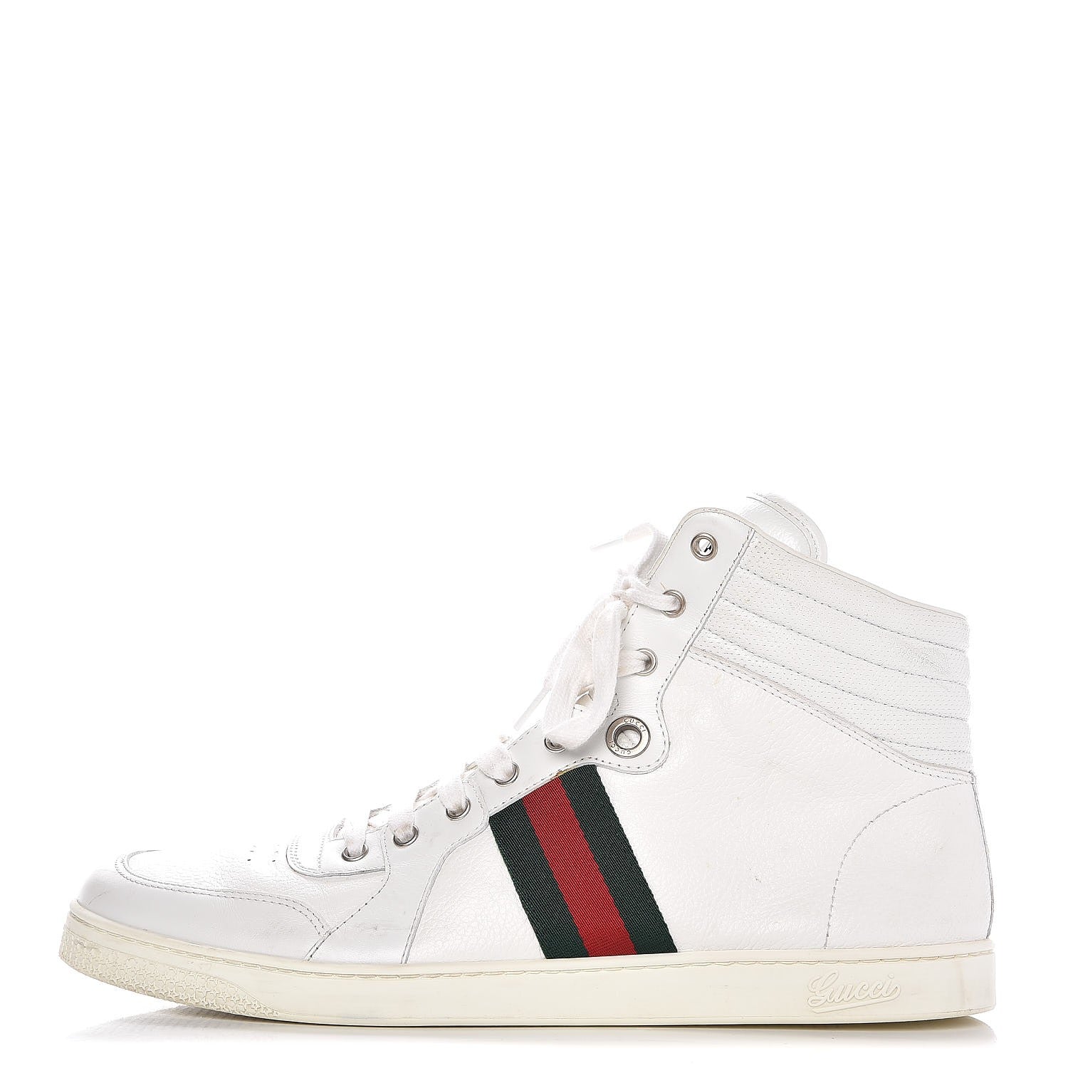 Gucci Calfskin Web Mens Coda High Top Sneakers 11.5 White 1 of 13