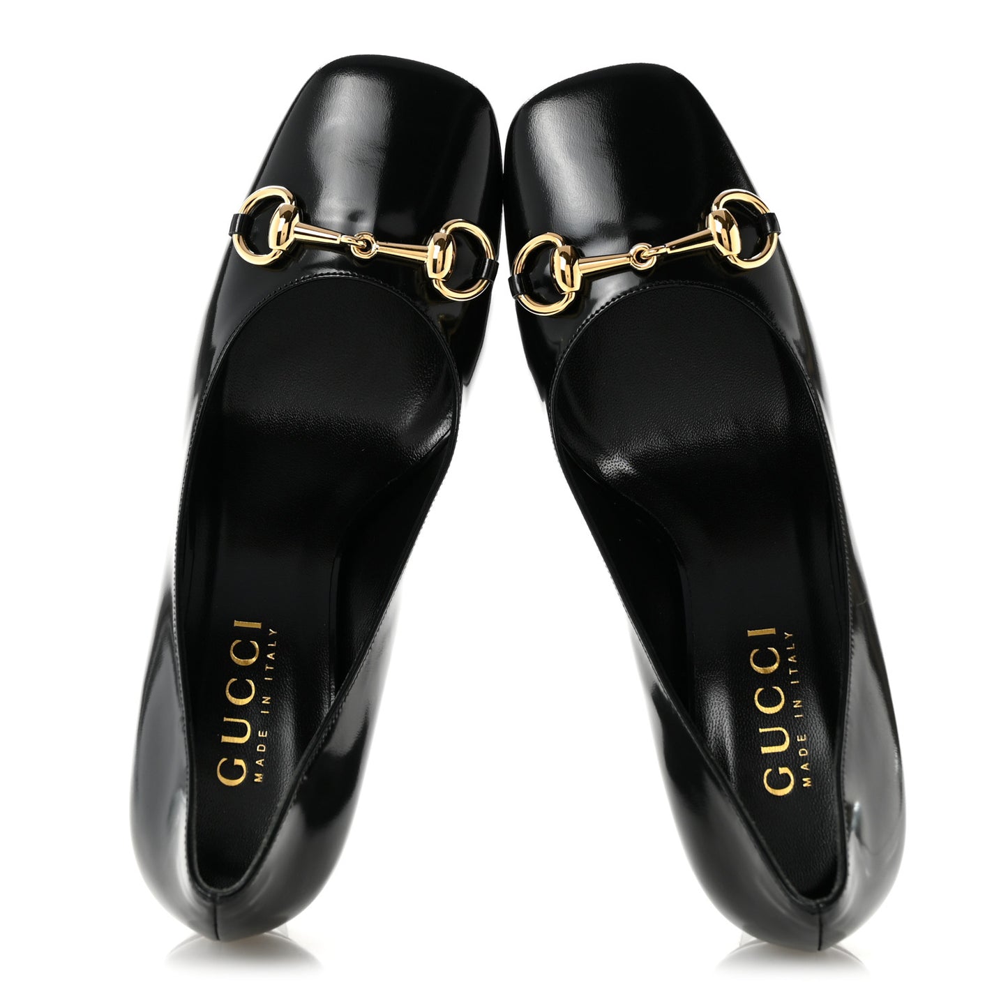 Shiny Calfskin Horsebit Signora 85mm Pumps 39 Black
