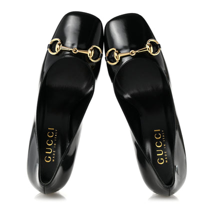 Gucci Shiny Calfskin Horsebit Signora 85mm Pumps 39 Black 2 of 10