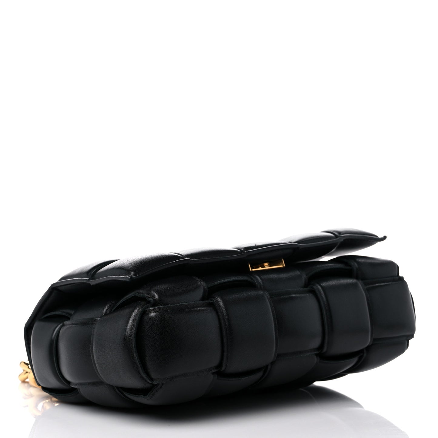 Lambskin Maxi Intreccio Padded Chain Cassette Crossbody Bag Black