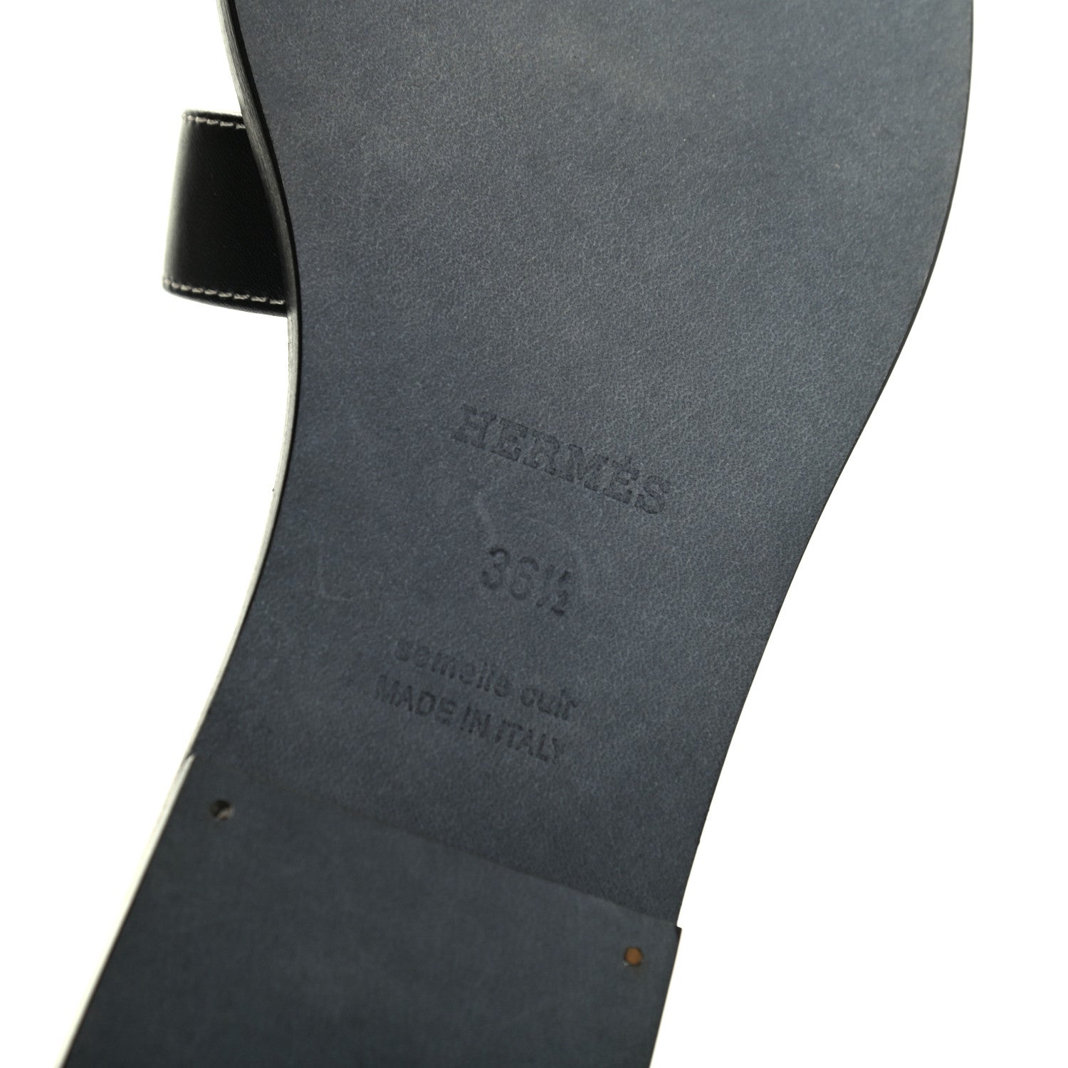 Hermes Box Calfskin Oran Sandals 36.5 Black 11 of 12