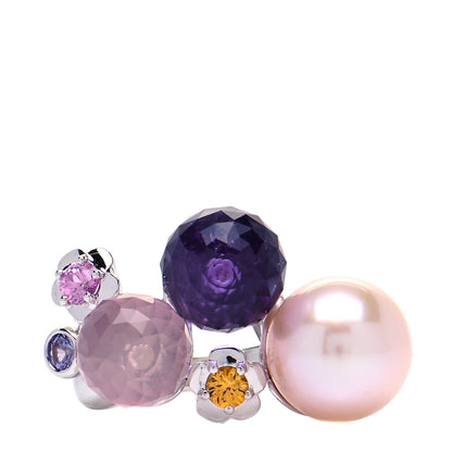 Chanel 18K White Gold Amethyst Sapphire Pearl Tourmaline Mademoiselle Ring 50 5.25 1 of 3