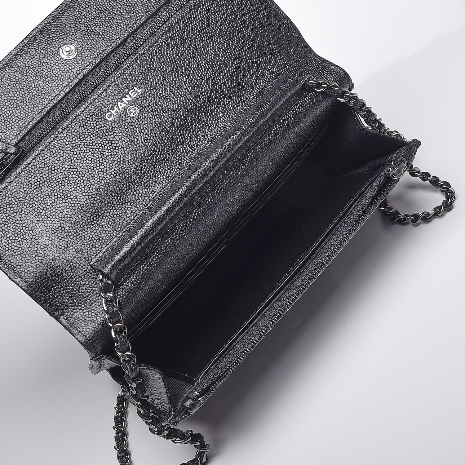 Chanel Metallic Caviar Quilted Wallet On Chain WOC Black 5 of 8