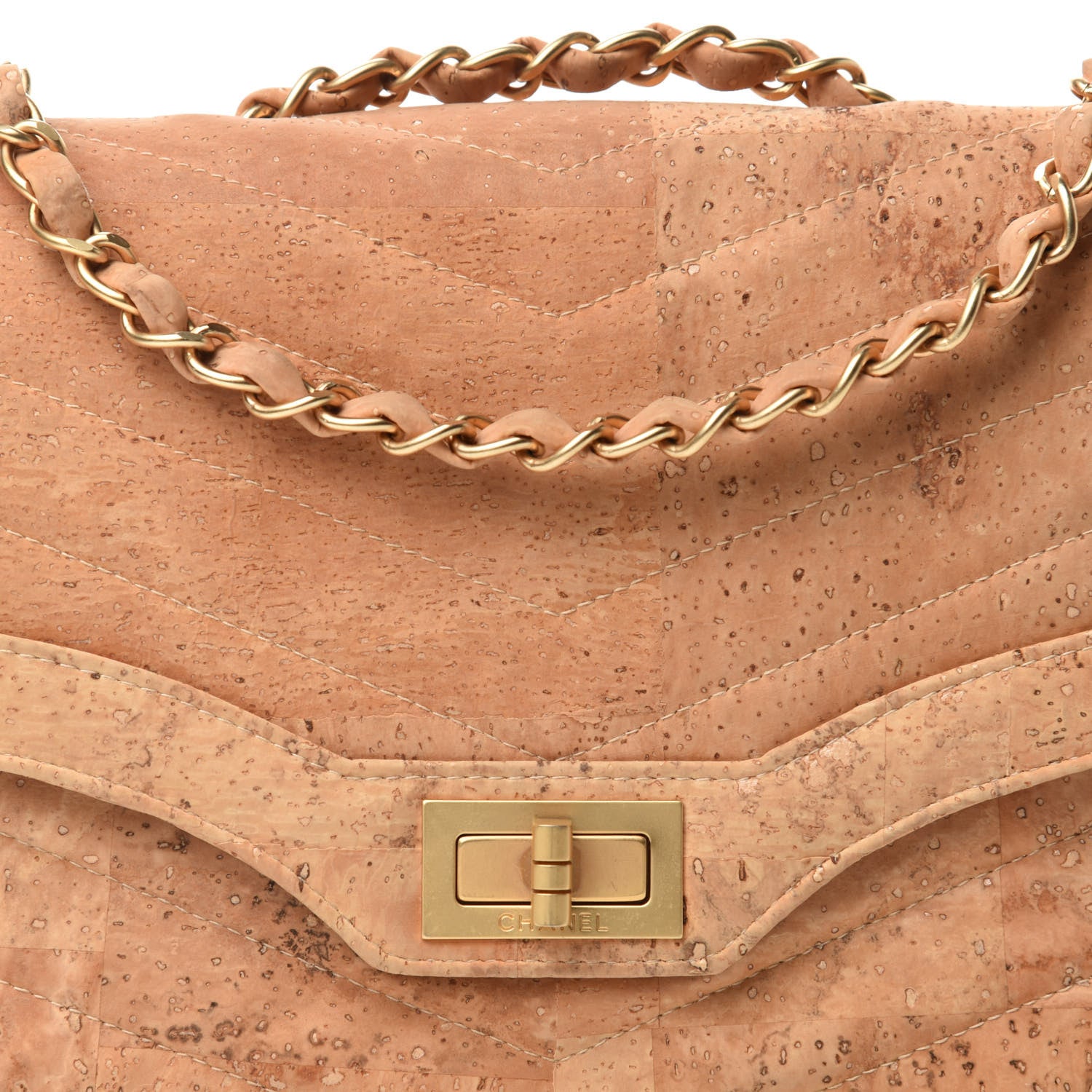Chanel Cork Chevron Quilted Small Mademoiselle Flap Beige 10 of 10