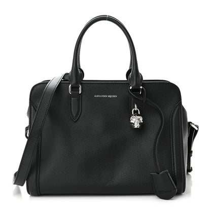 Alexander McQueen Pebbled Calfskin Small Skull Padlock Zip Around Tote Black 1 of 11