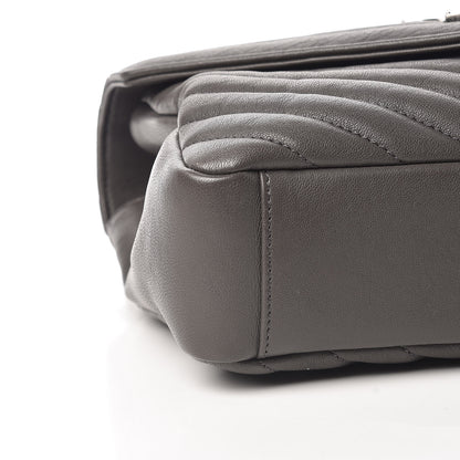 Saint Laurent Sheepskin Matelasse Chevron Monogram Medium College Bag Asphalt 9 of 10
