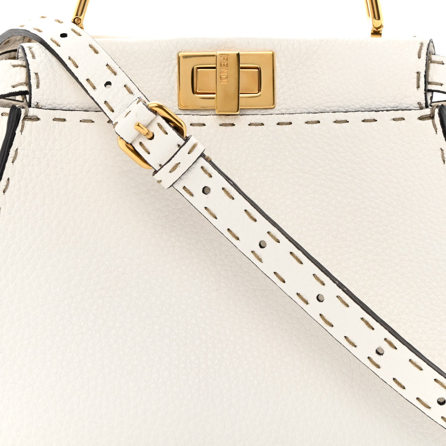 Fendi Cuoio Romano Selleria Mini Peekaboo Iconic Satchel White 9 of 14