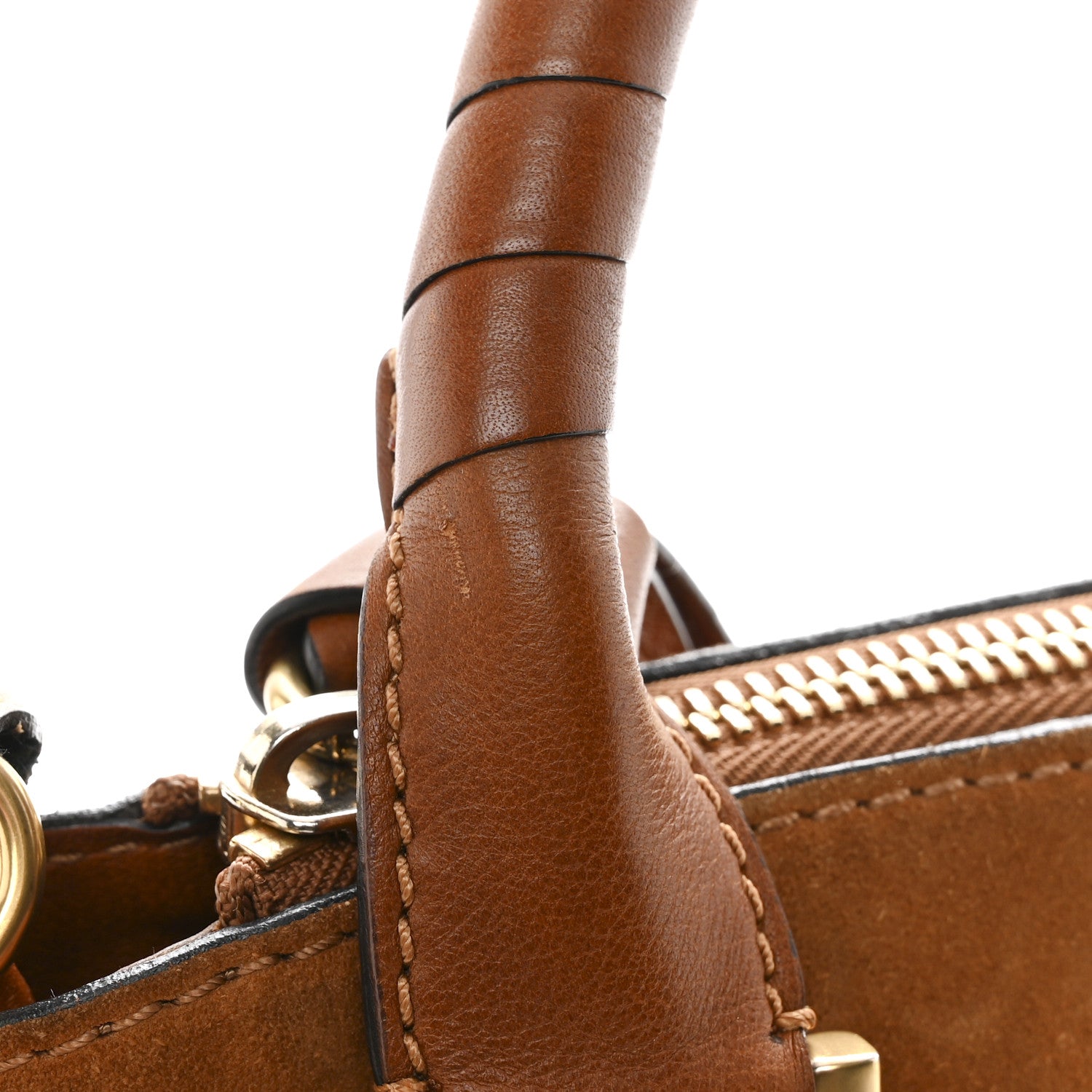 Chloe Suede Calfskin Braided Medium Marcie Satchel Caramel 12 of 17