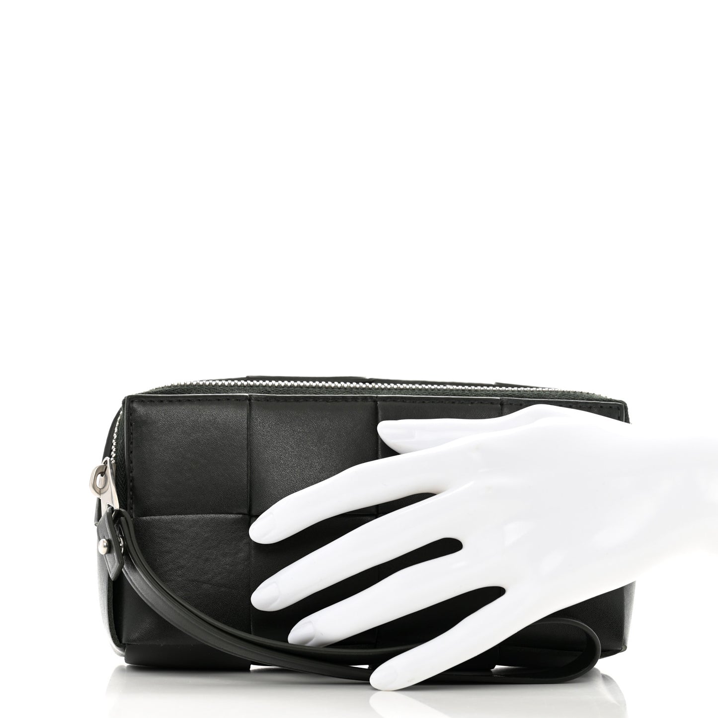 Nappa Maxi Intrecciato Cassette Wristlet Pouch Dark Moss