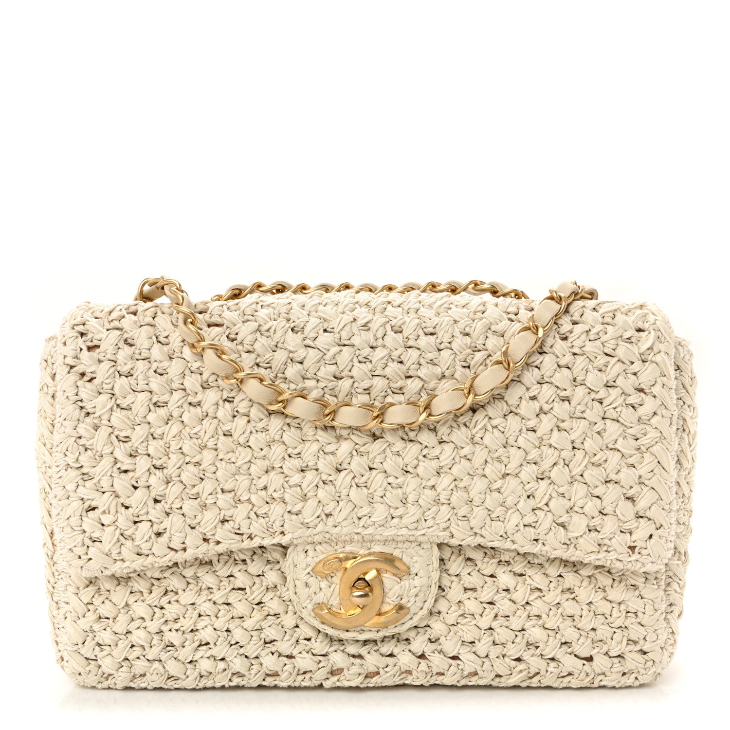 Chanel Raffia Crochet Paris Greece Medium Flap Bag Beige 1 of 10