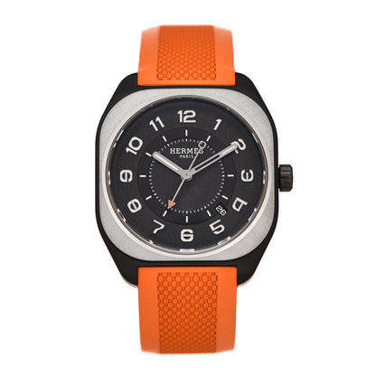 Hermes DLC Coated Titanium Rubber 39mm H08 Automatic Watch Orange 1 of 5