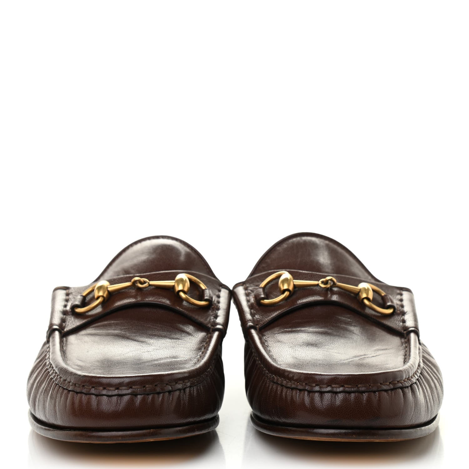 Gucci Goatskin Mens Horsebit Slippers 11.5 Light Brown 2 of 8