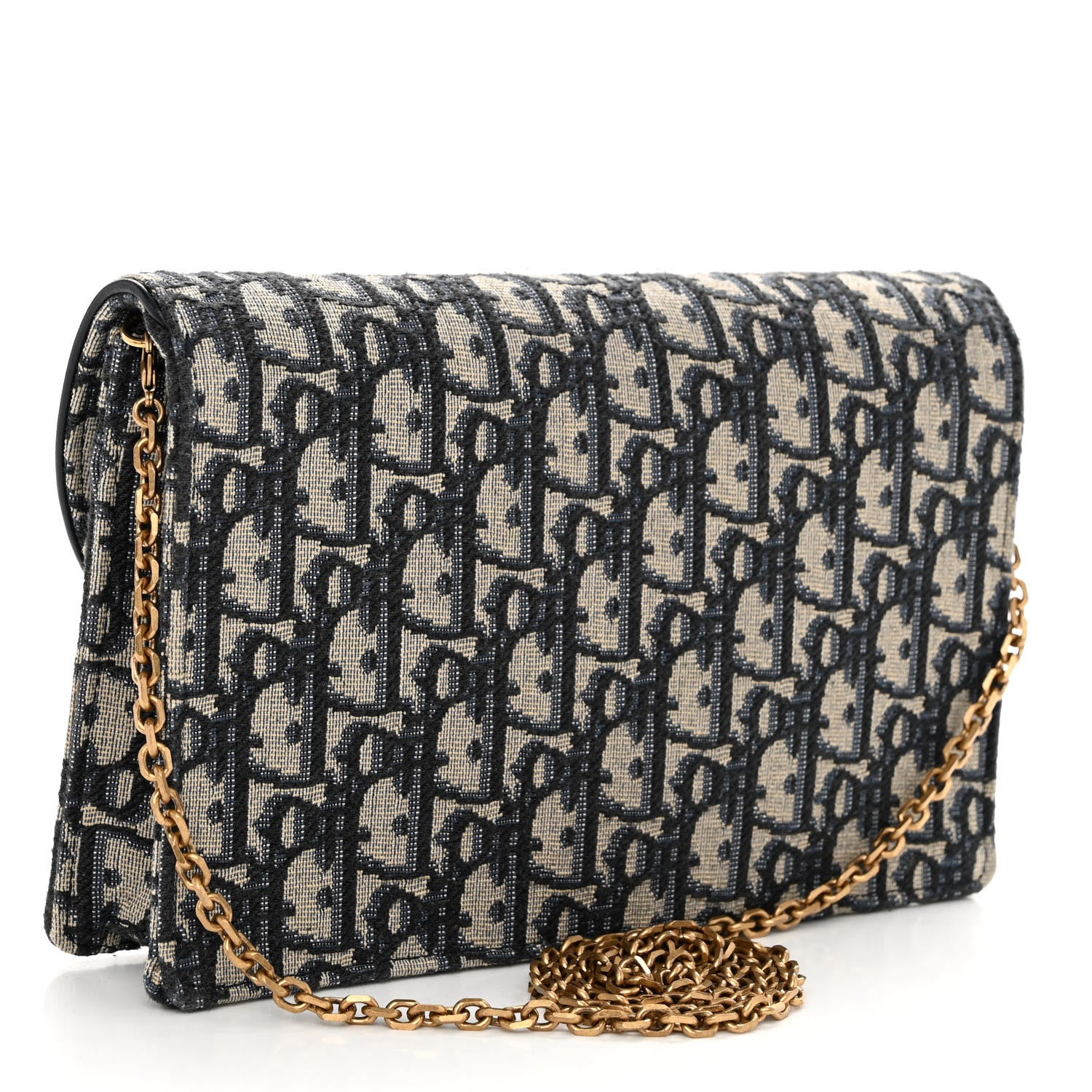 Christian Dior Oblique Saddle Chain Pouch Blue 3 of 9