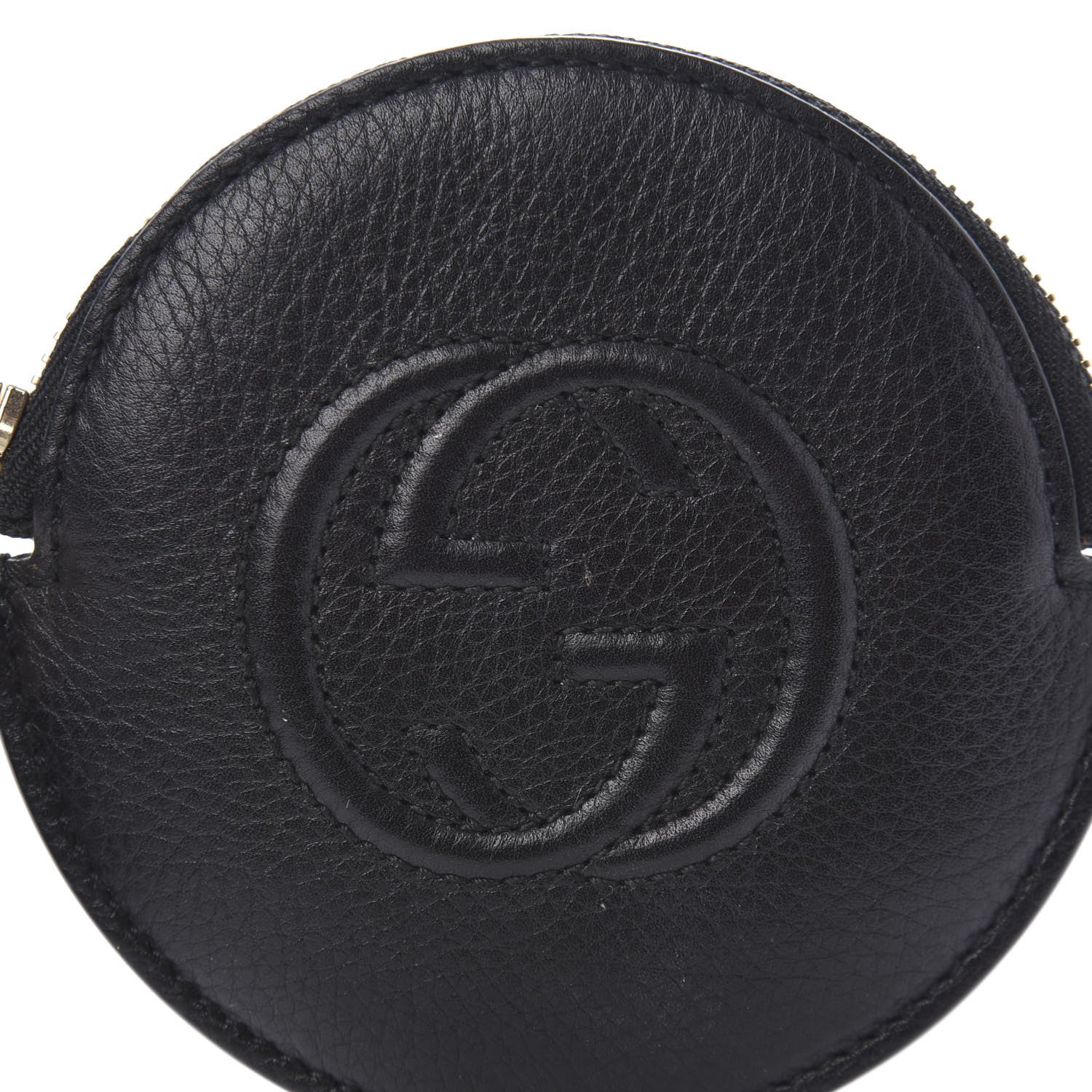 Gucci Pebbled Calfskin Round Coin Purse Black 7 of 8
