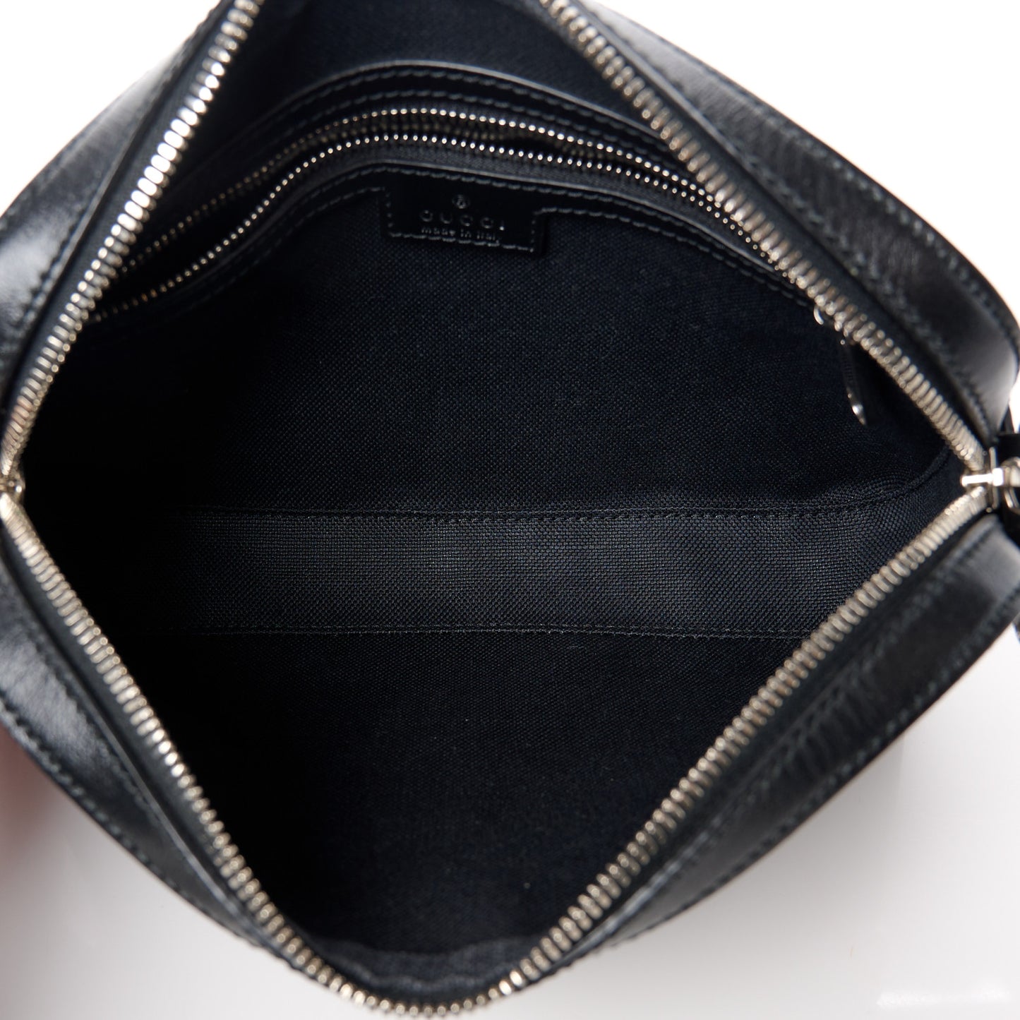 GG Supreme Monogram Azalea Calfskin Retro Interlocking G Wristlet Shoulder Bag Black