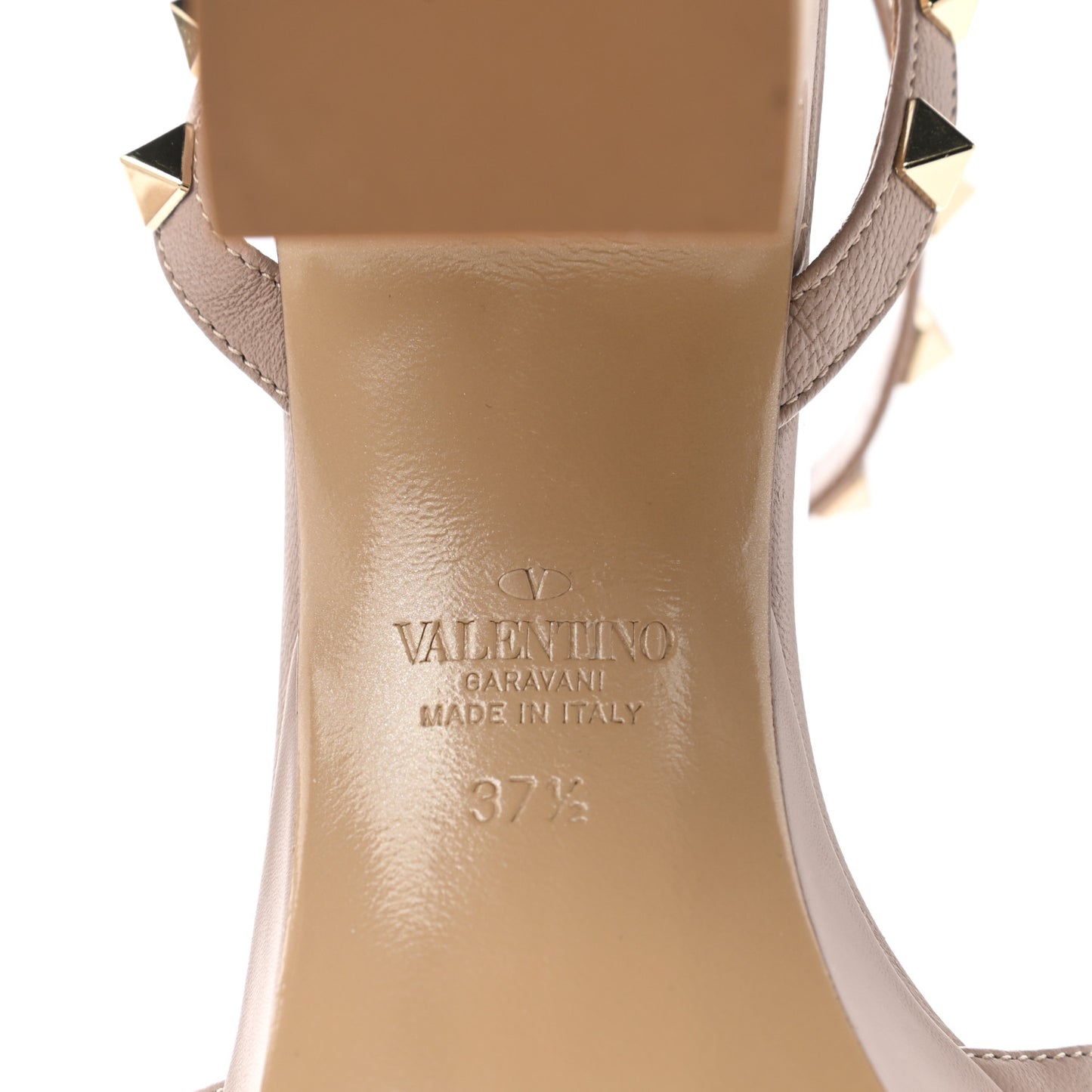 Calfskin Rockstud 35/75mm Platform Sandals 37.5 Poudre