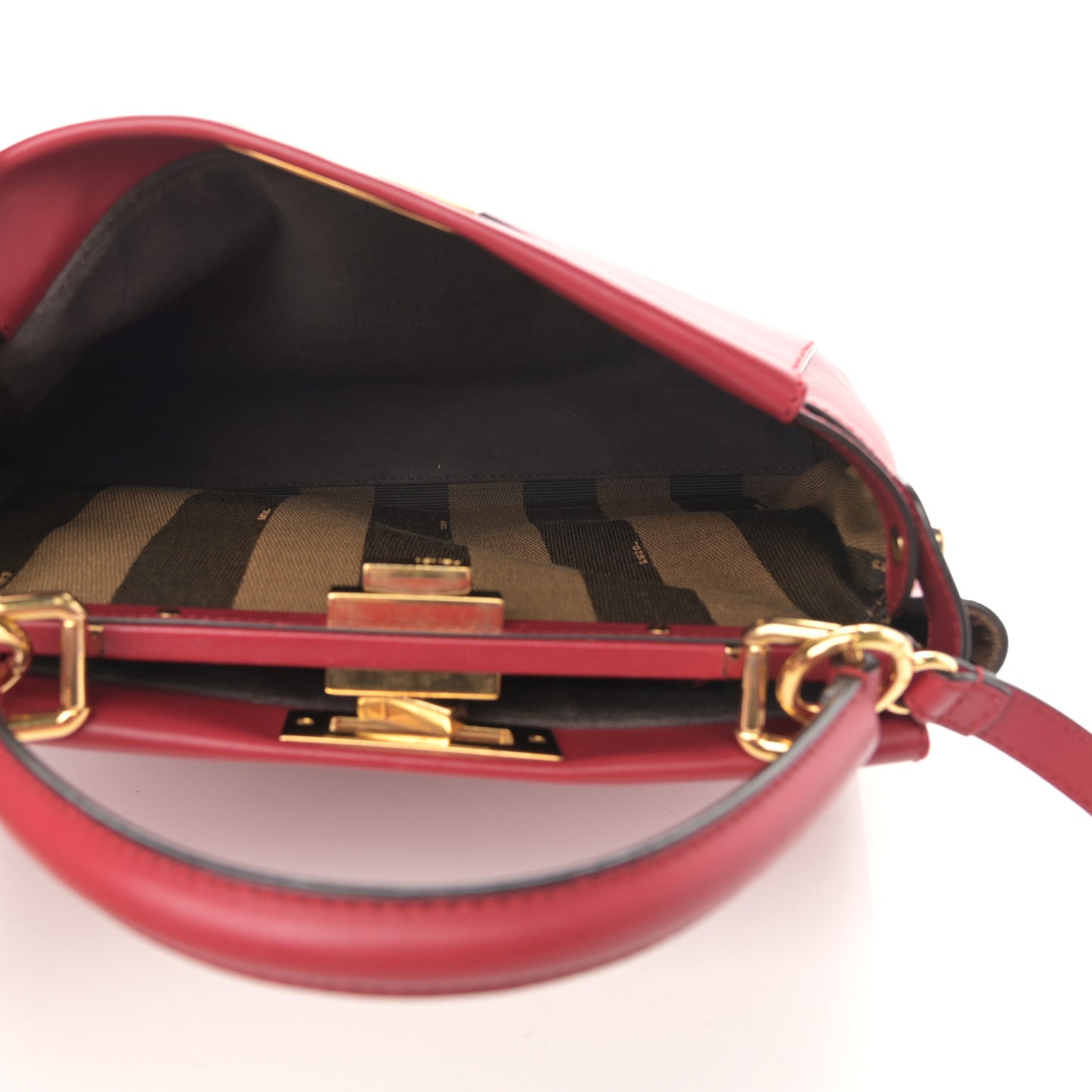 Vitello Morgan Fabric Jacquard Pequin Medium Peekaboo Iconic Satchel Mattone Tobacco Black