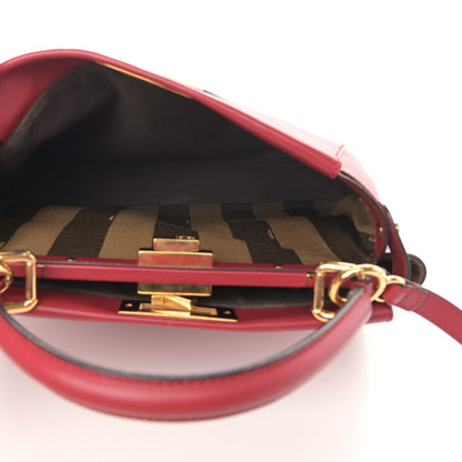 Fendi Vitello Morgan Fabric Jacquard Pequin Medium Peekaboo Iconic Satchel Mattone Tobacco Black 6 of 14