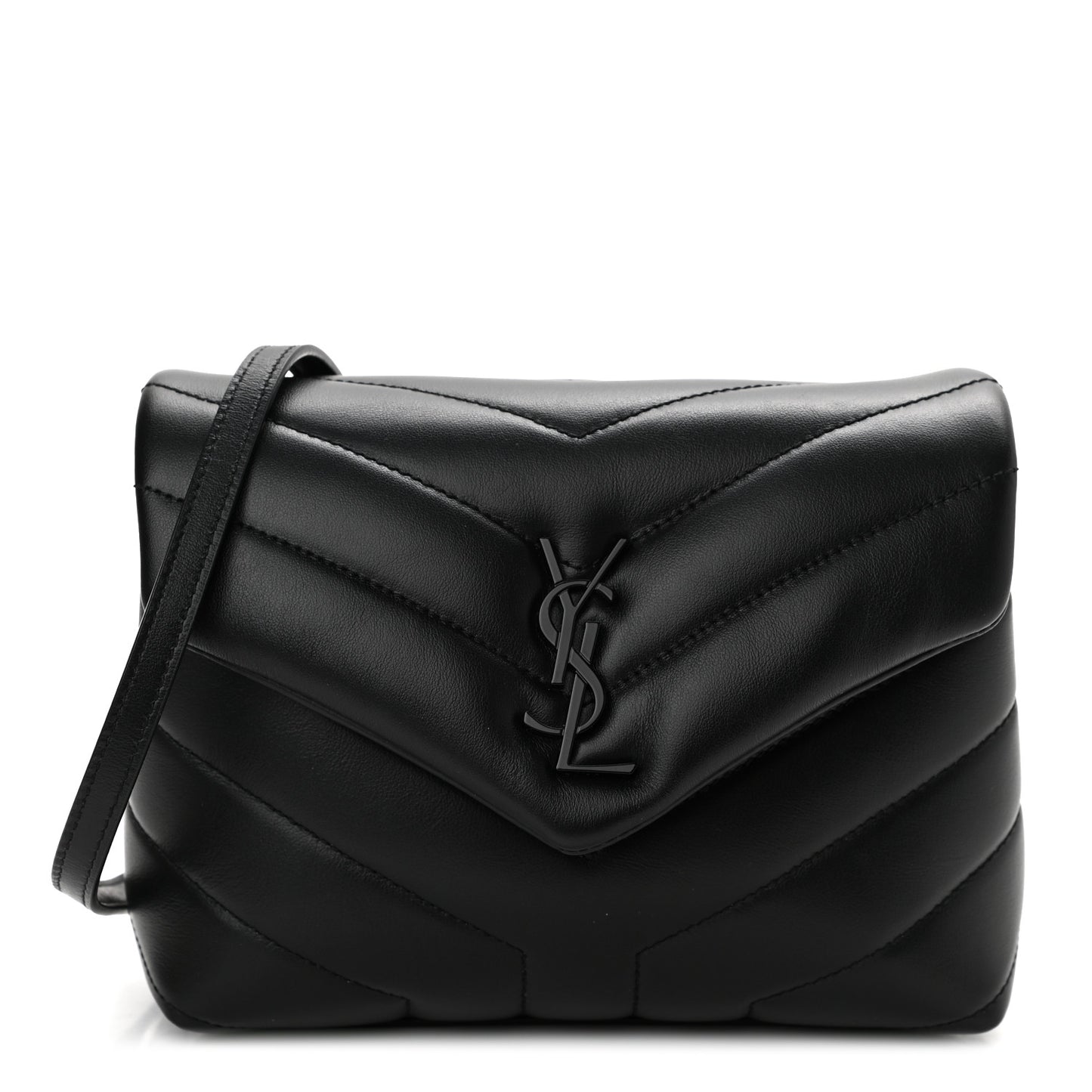 Calfskin Y Quilted Monogram Toy Loulou Crossbody Bag Black