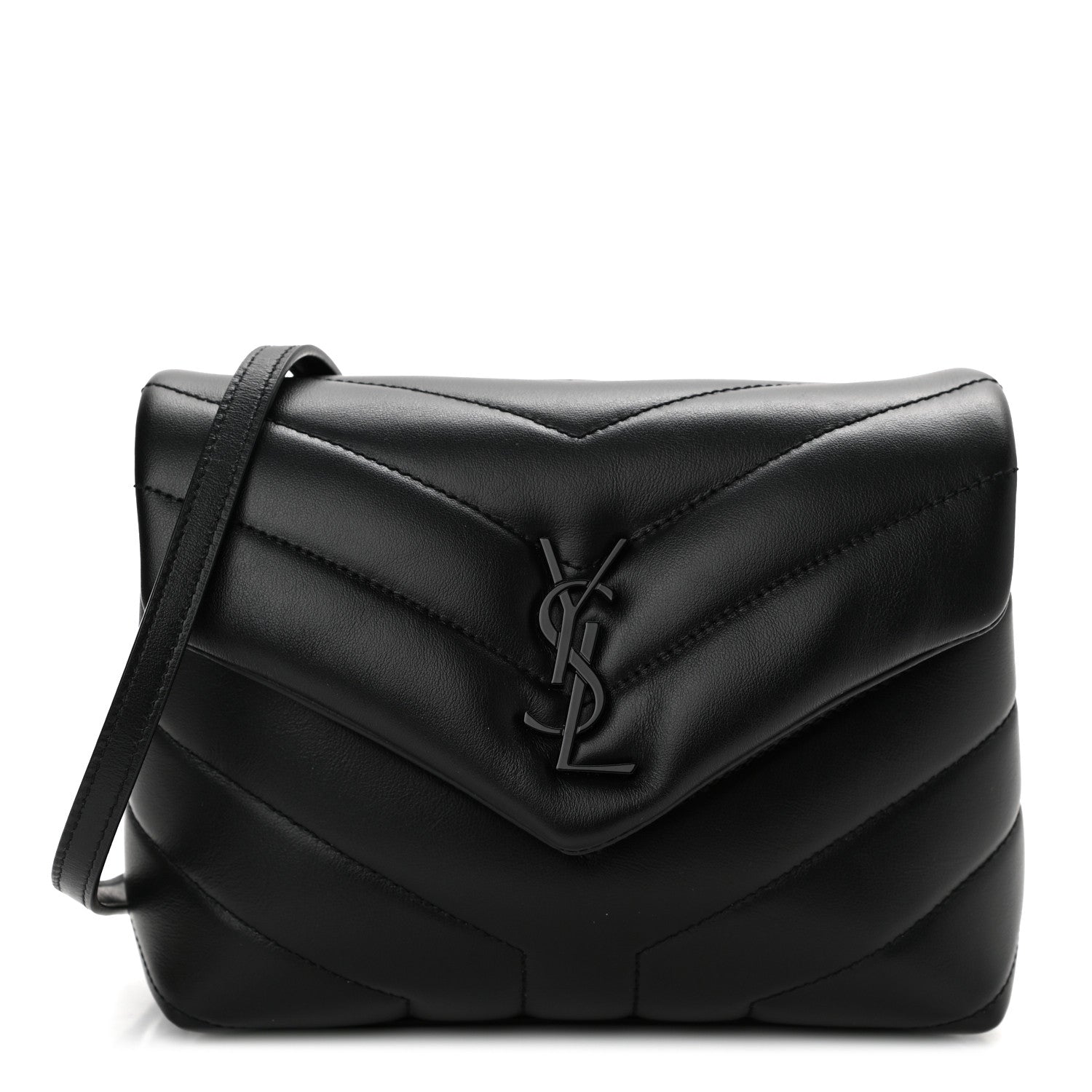 Saint Laurent Calfskin Y Quilted Monogram Toy Loulou Crossbody Bag Black 1 of 13