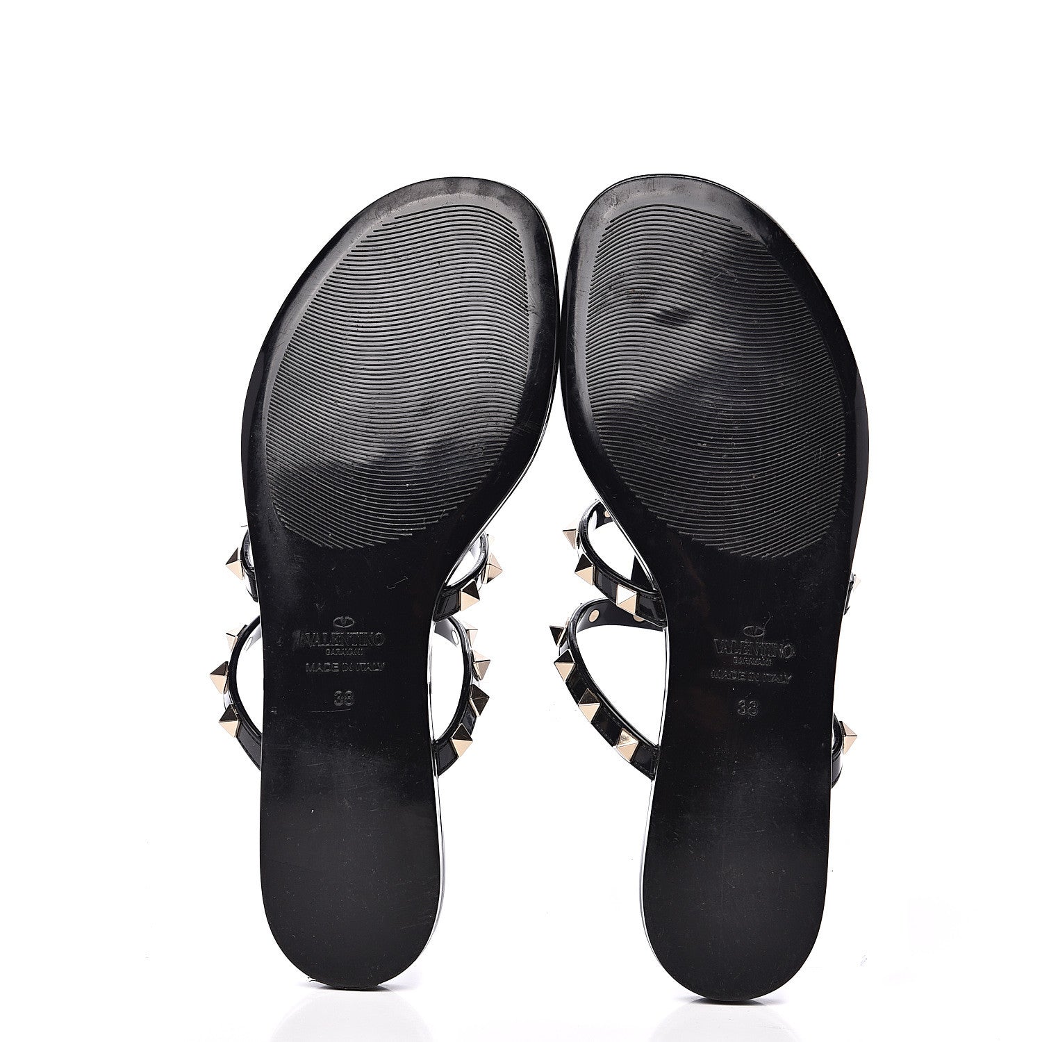 Valentino Garavani PVC Jelly Rockstud Caged Flat Thong Sandals 38 Black 5 of 8
