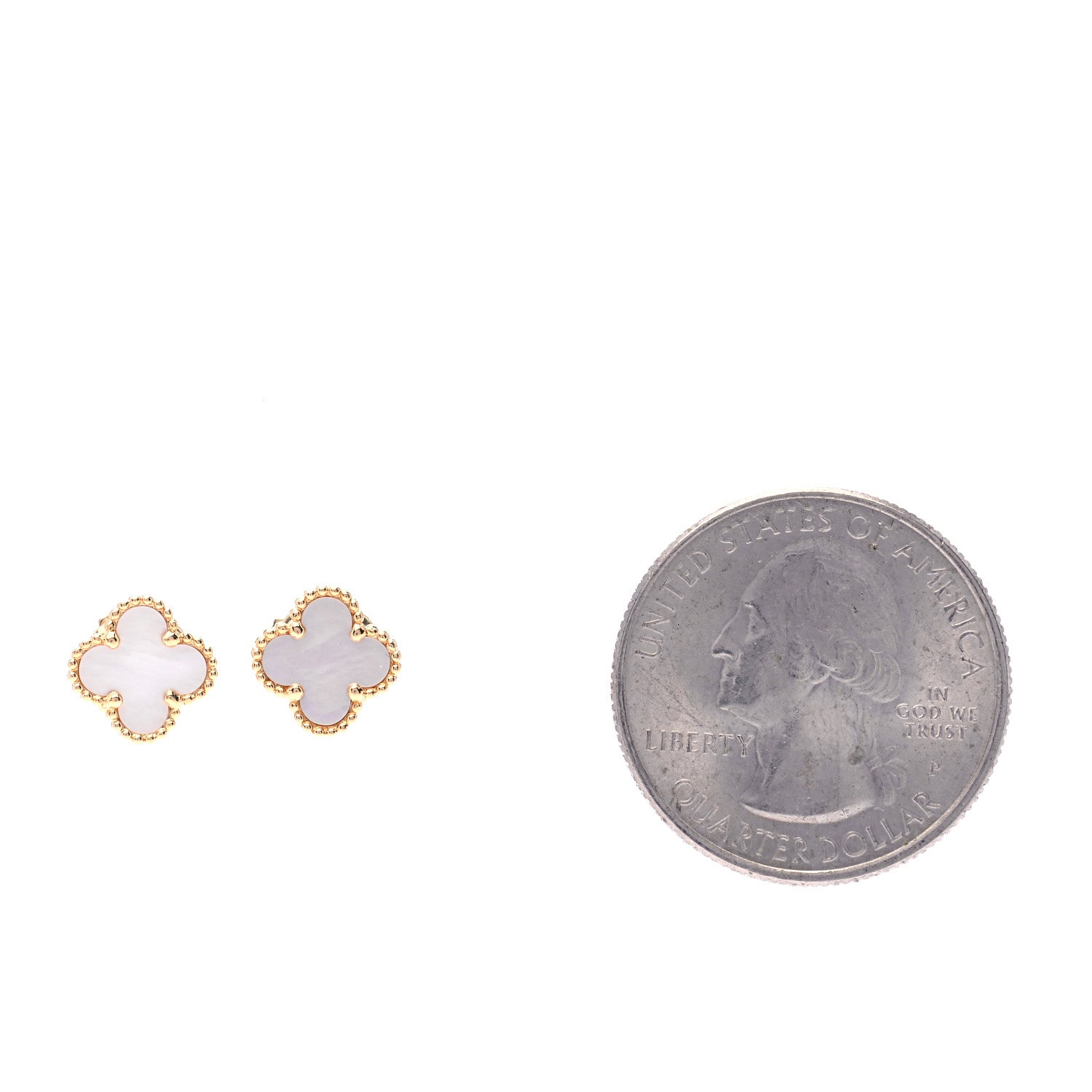 Van Cleef & Arpels 18K Yellow Gold Mother of Pearl Sweet Alhambra Earrings 2 of 5
