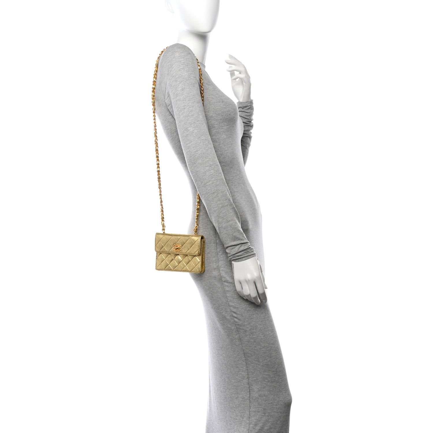 Chanel Metallic Lambskin Quilted Mini Flap Gold 2 of 13