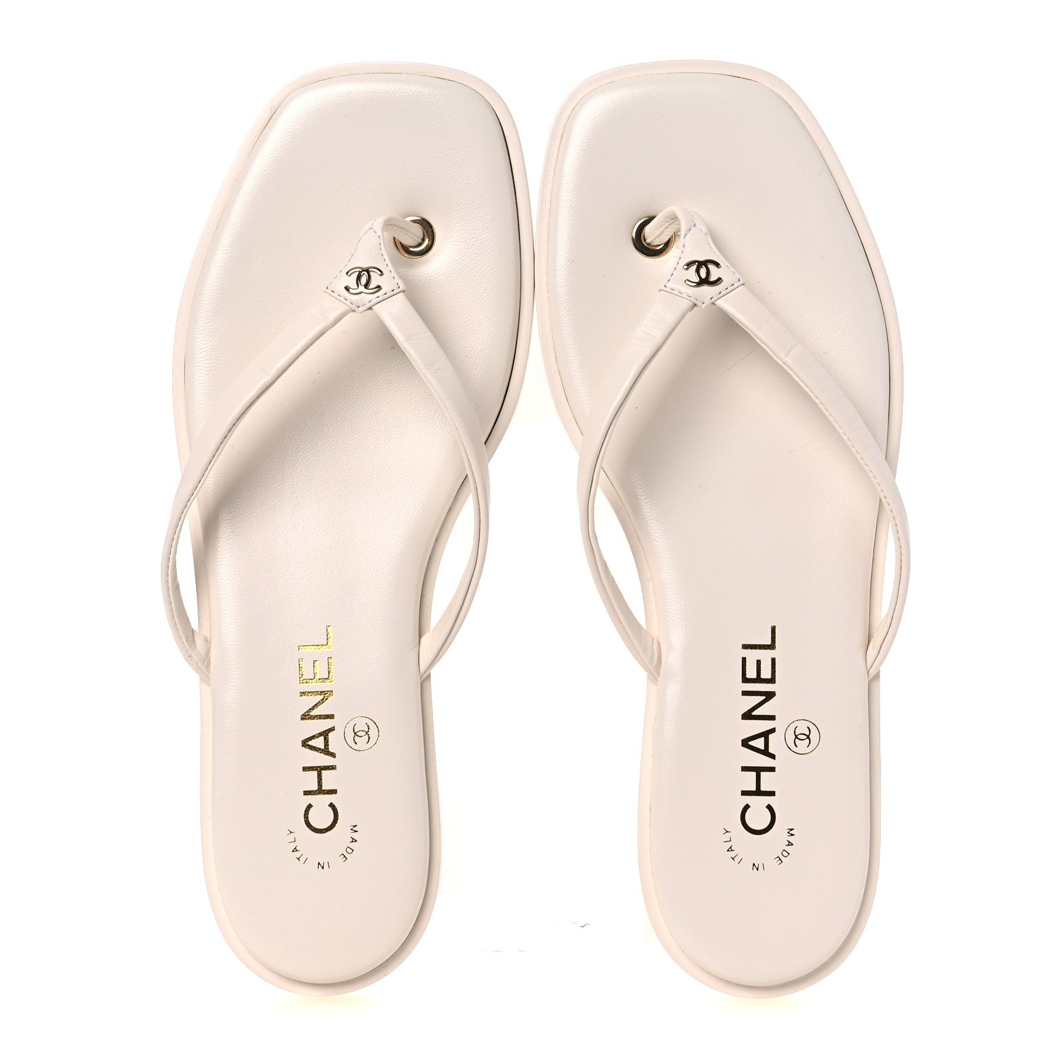 Chanel Goatskin CC Times Square Thong Sandals 38 Beige 1936463