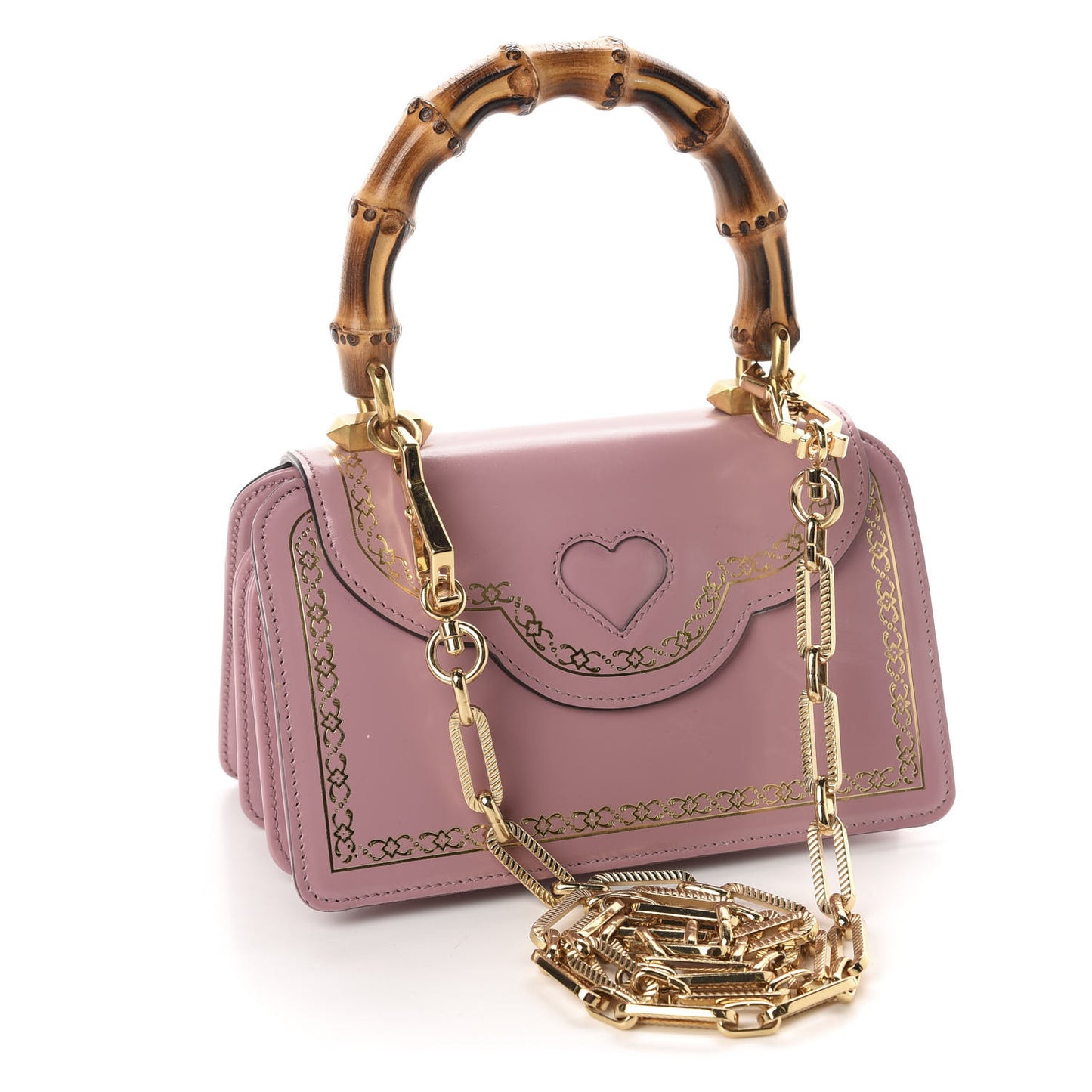 Calfskin Bamboo Crystal Mini Thiara Top Handle Bag Carmine Rose Gold