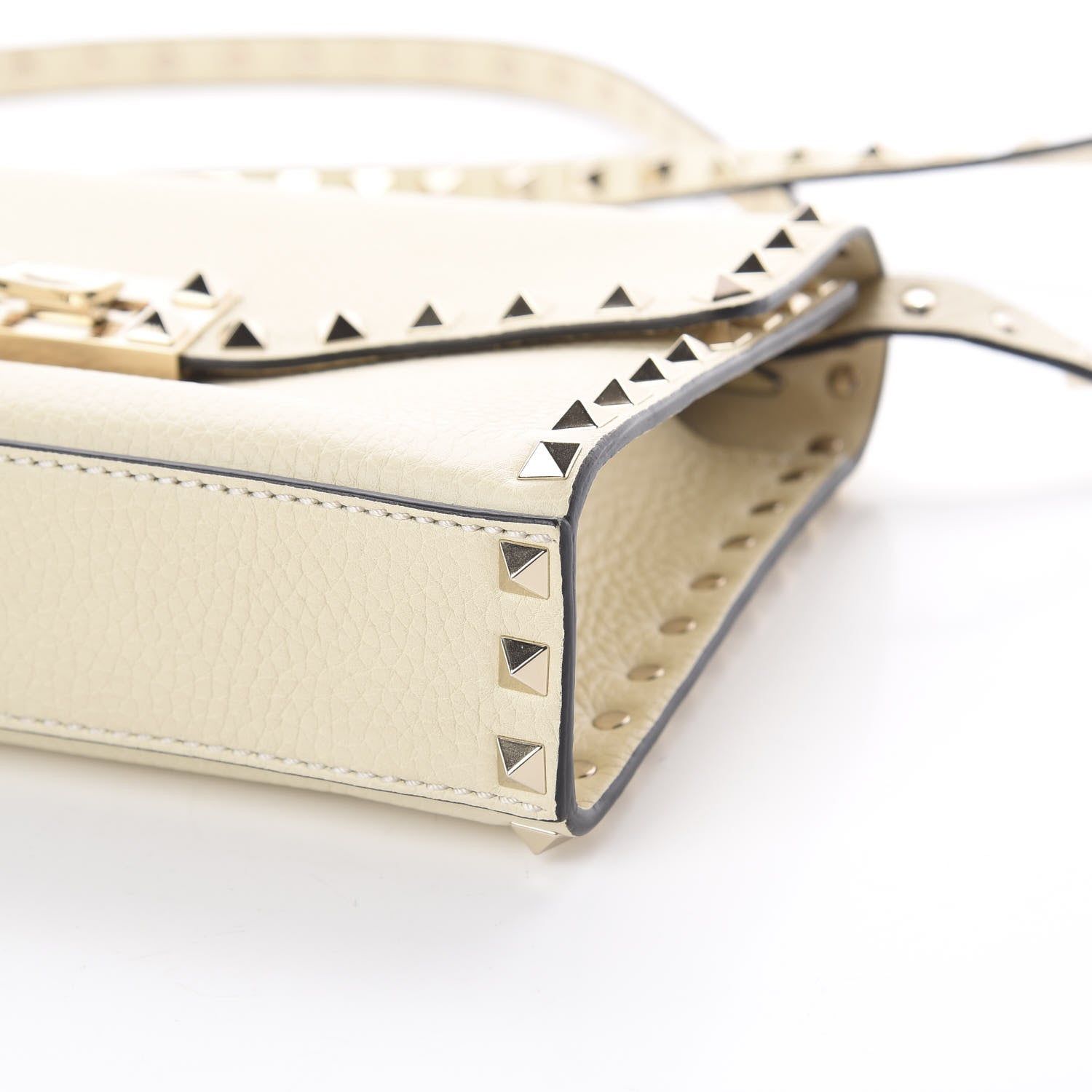 Valentino Garavani Pebbled Calfskin Medium Rockstud Flip Lock Crossbody Bag Light Ivory 6 of 7