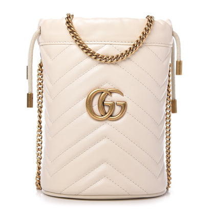 Gucci Calfskin Matelasse Mini GG Marmont 2.0 Bucket Bag White 1 of 11